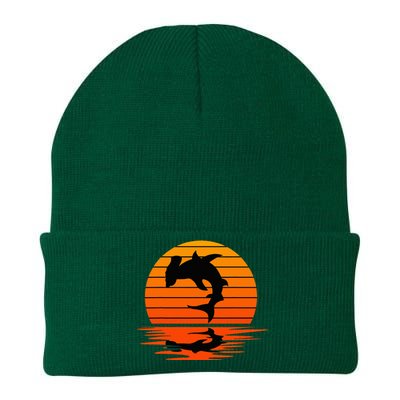 Hammerhead Shark Sihouette Sunset Knit Cap Winter Beanie