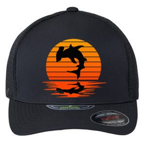 Hammerhead Shark Sihouette Sunset Flexfit Unipanel Trucker Cap