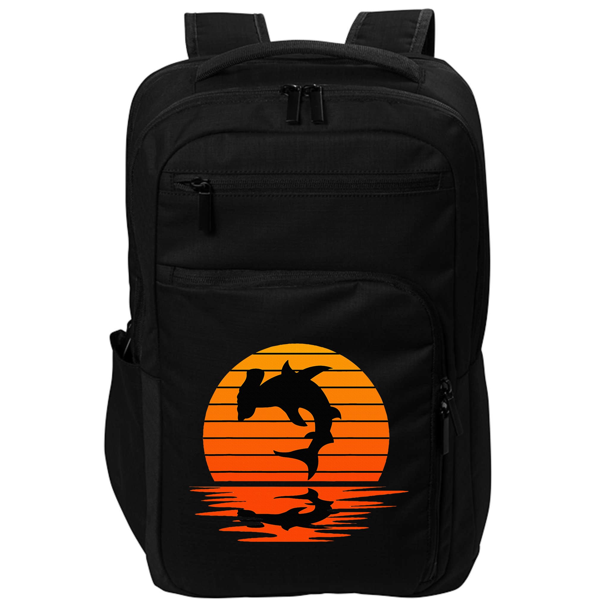 Hammerhead Shark Sihouette Sunset Impact Tech Backpack