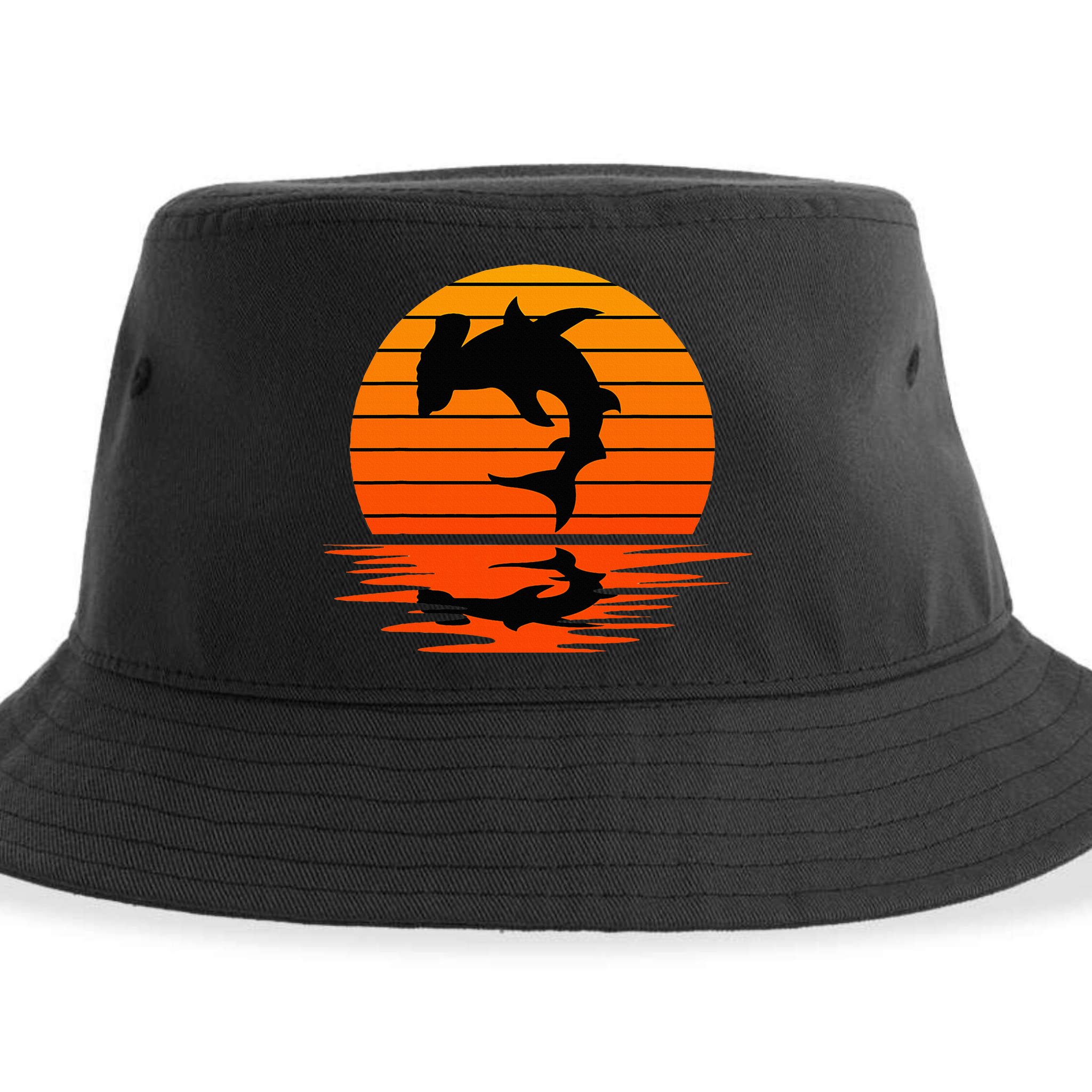 Hammerhead Shark Sihouette Sunset Sustainable Bucket Hat