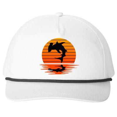 Hammerhead Shark Sihouette Sunset Snapback Five-Panel Rope Hat