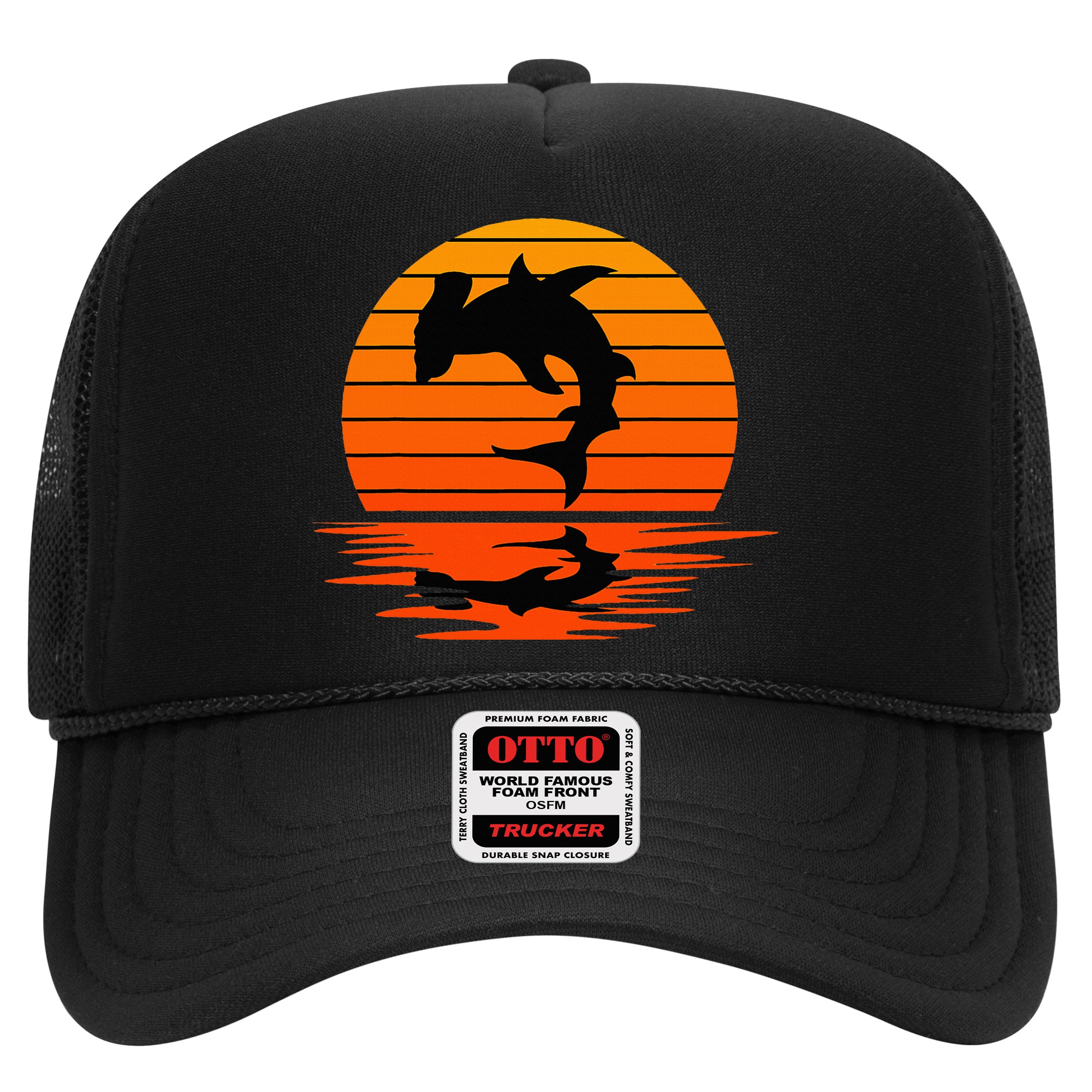 Hammerhead Shark Sihouette Sunset Hat