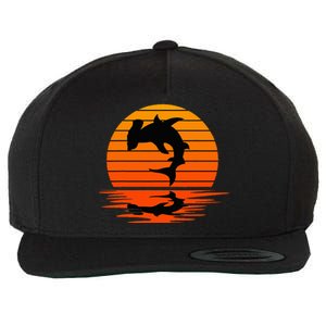 Hammerhead Shark Sihouette Sunset Wool Snapback Cap