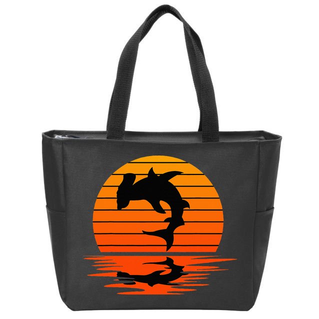 Hammerhead Shark Sihouette Sunset Zip Tote Bag