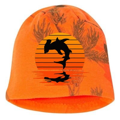 Hammerhead Shark Sihouette Sunset Kati - Camo Knit Beanie