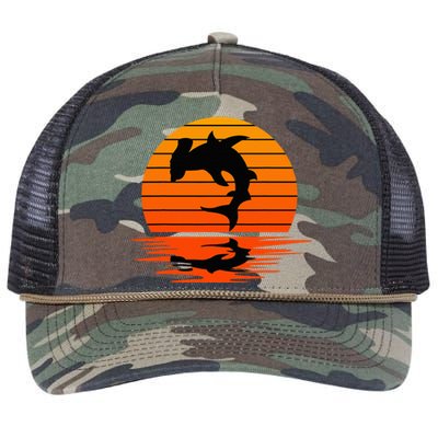 Hammerhead Shark Sihouette Sunset Retro Rope Trucker Hat Cap