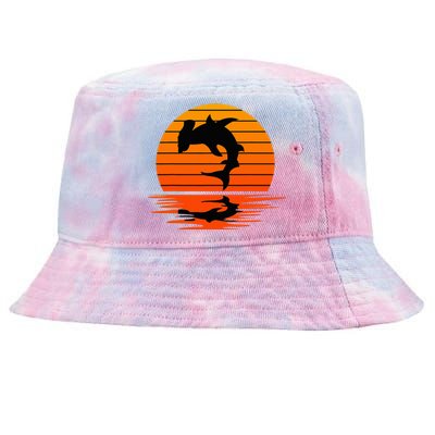 Hammerhead Shark Sihouette Sunset Tie-Dyed Bucket Hat