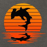 Hammerhead Shark Sihouette Sunset Cotton Canvas Backpack