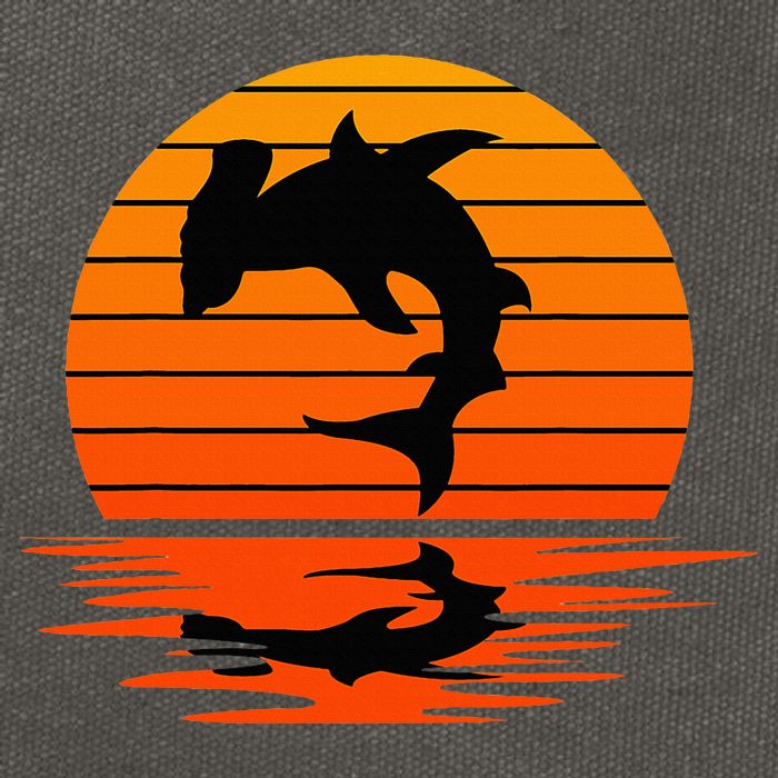 Hammerhead Shark Sihouette Sunset Cotton Canvas Backpack