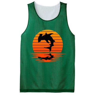 Hammerhead Shark Sihouette Sunset Mesh Reversible Basketball Jersey Tank
