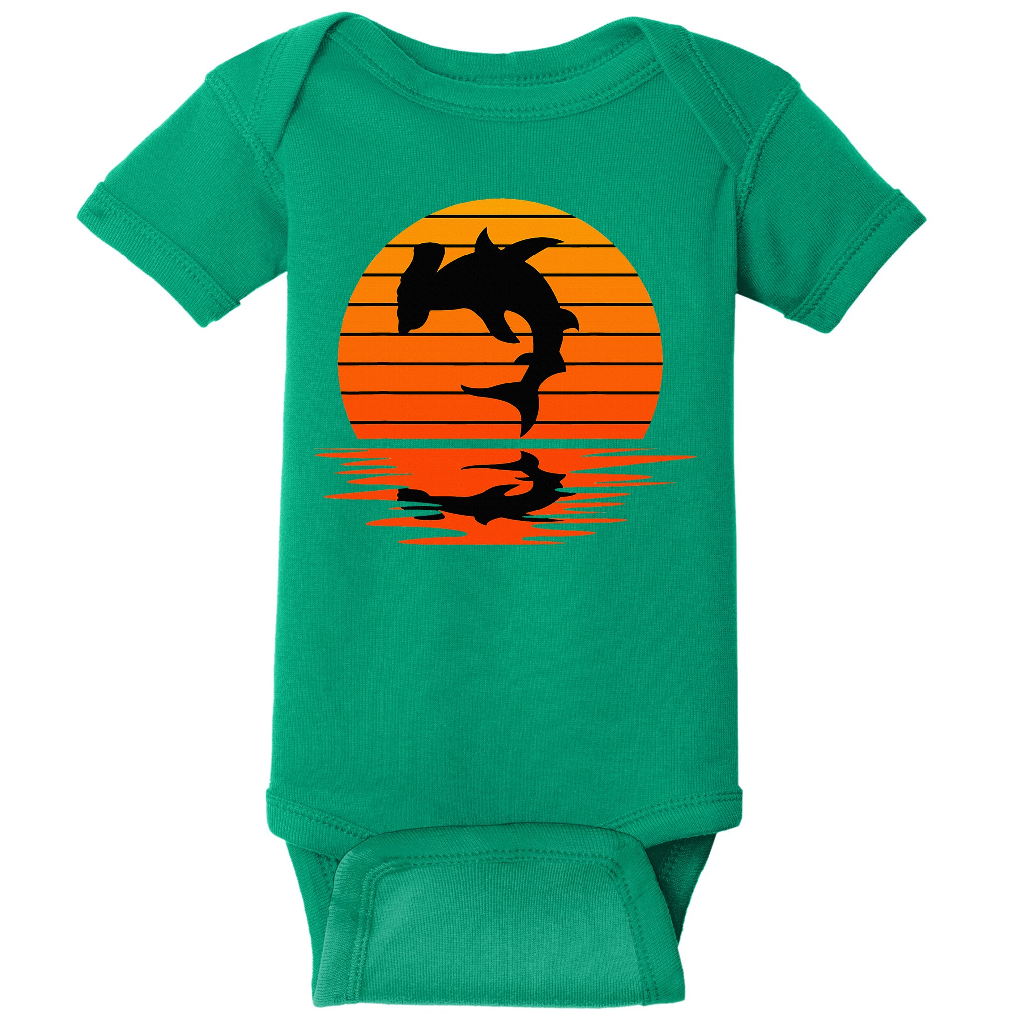 Hammerhead Shark Sihouette Sunset Baby Bodysuit