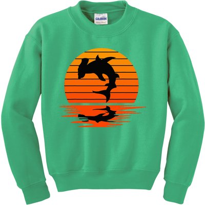 Hammerhead Shark Sihouette Sunset Kids Sweatshirt