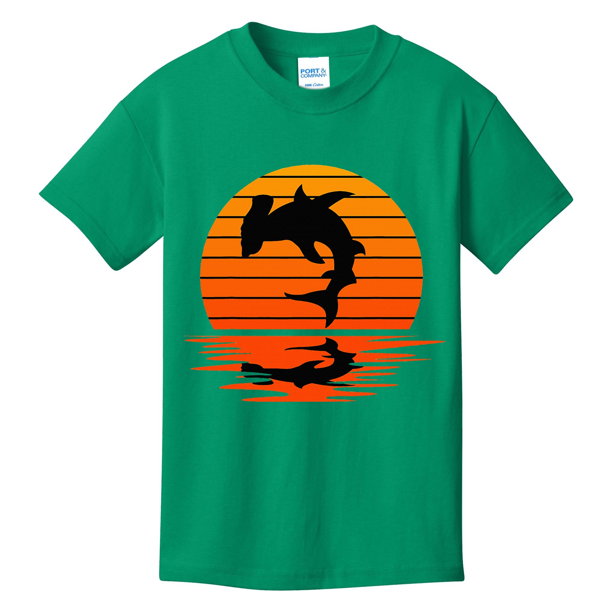 Hammerhead Shark Sihouette Sunset Kids T-Shirt
