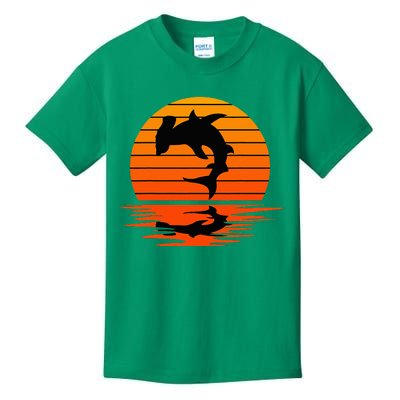 Hammerhead Shark Sihouette Sunset Kids T-Shirt