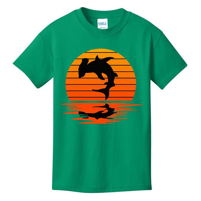 Hammerhead Shark Sihouette Sunset Kids T-Shirt