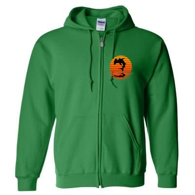 Hammerhead Shark Sihouette Sunset Full Zip Hoodie