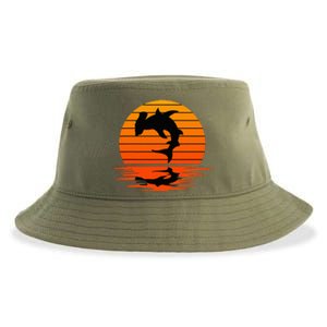 Hammerhead Shark Sihouette Sunset Sustainable Bucket Hat