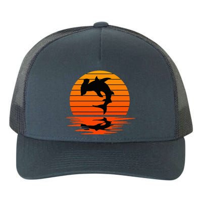 Hammerhead Shark Sihouette Sunset Yupoong Adult 5-Panel Trucker Hat