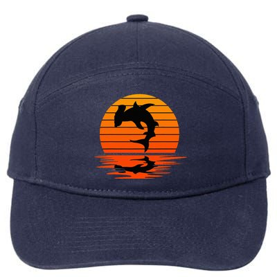 Hammerhead Shark Sihouette Sunset 7-Panel Snapback Hat