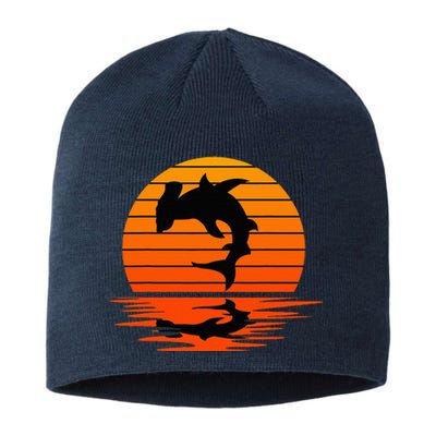 Hammerhead Shark Sihouette Sunset Sustainable Beanie