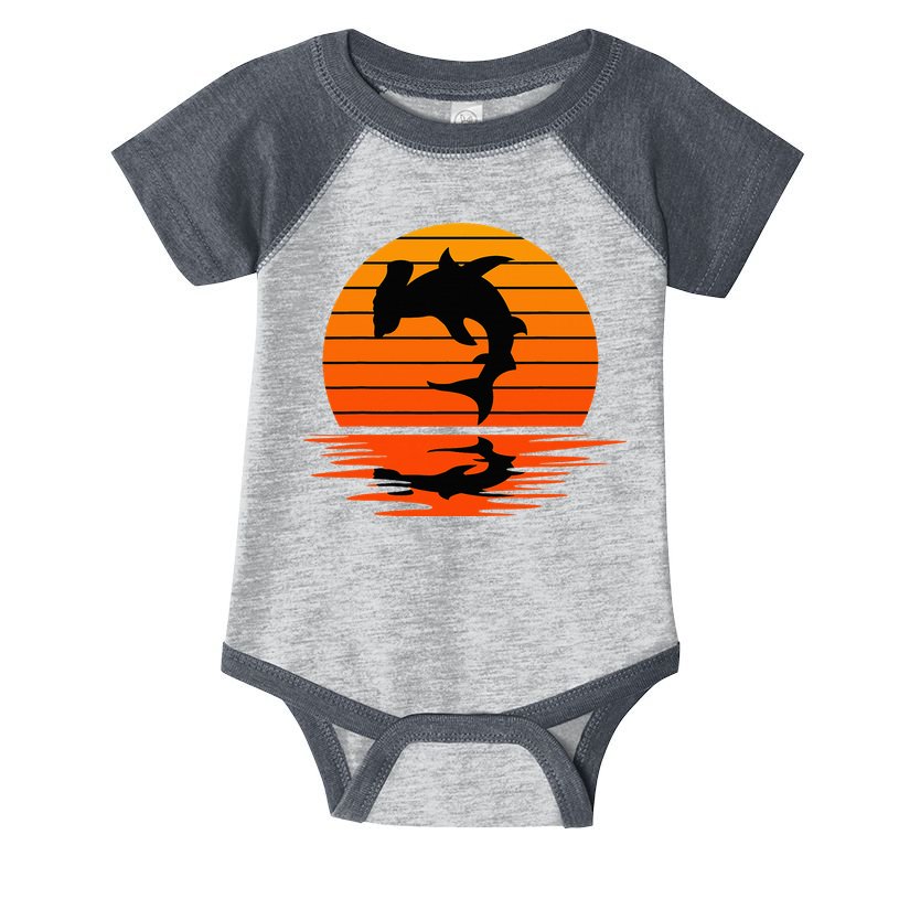 Hammerhead Shark Sihouette Sunset Infant Baby Jersey Bodysuit