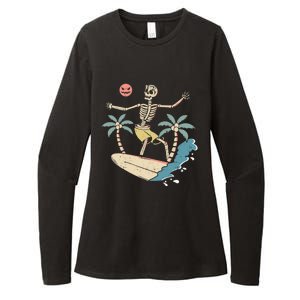 Hawaii Surfer Skeleton Halloween Beach Scary Spooky Surfers Womens CVC Long Sleeve Shirt