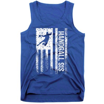 Handball Sis Sister Distressed Vintage American Flag Gift Tank Top