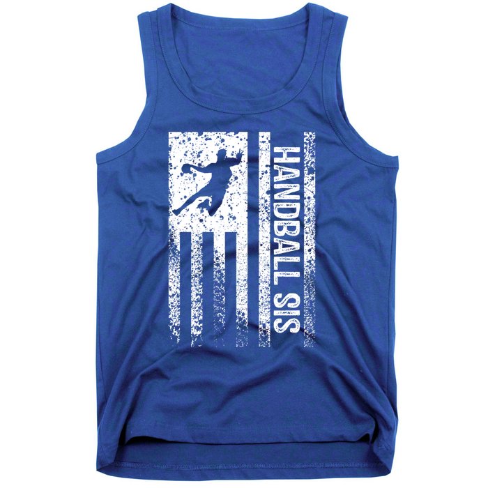 Handball Sis Sister Distressed Vintage American Flag Gift Tank Top