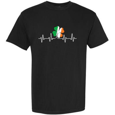 heartbeat Shamrock Saint Paddy's St Patricks Day Garment-Dyed Heavyweight T-Shirt