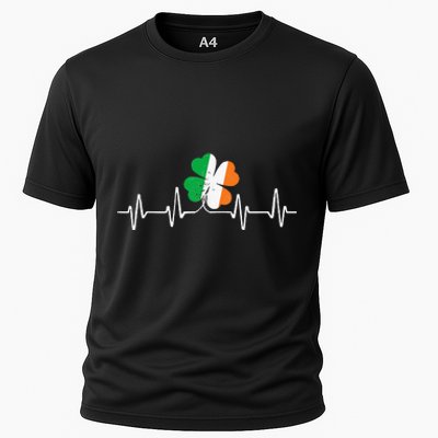 heartbeat Shamrock Saint Paddy's St Patricks Day Cooling Performance Crew T-Shirt