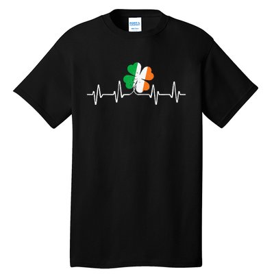 heartbeat Shamrock Saint Paddy's St Patricks Day Tall T-Shirt