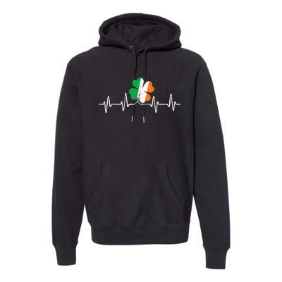 heartbeat Shamrock Saint Paddy's St Patricks Day Premium Hoodie