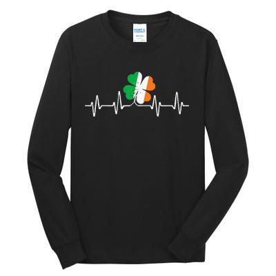 heartbeat Shamrock Saint Paddy's St Patricks Day Tall Long Sleeve T-Shirt