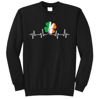 heartbeat Shamrock Saint Paddy's St Patricks Day Tall Sweatshirt