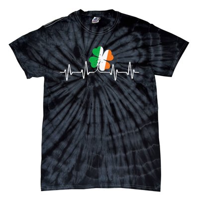 heartbeat Shamrock Saint Paddy's St Patricks Day Tie-Dye T-Shirt