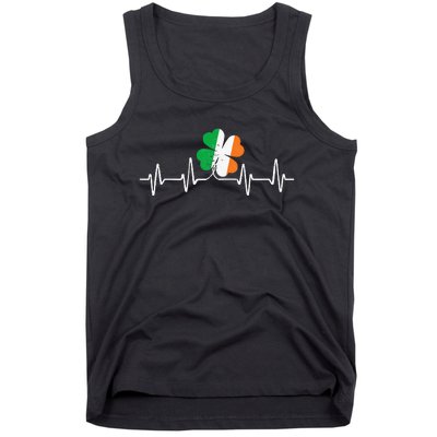 heartbeat Shamrock Saint Paddy's St Patricks Day Tank Top