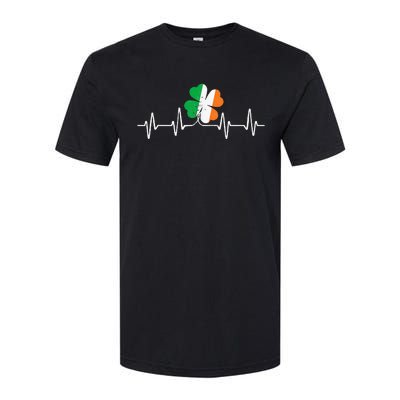 heartbeat Shamrock Saint Paddy's St Patricks Day Softstyle CVC T-Shirt