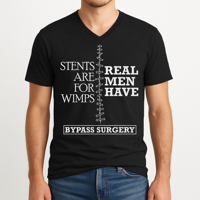 Heart Surgery Survivor After Surgery Recovery Men Bypass V-Neck T-Shirt