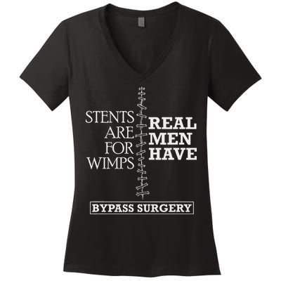 Heart Surgery Survivor After Surgery Recovery Men Bypass Women's V-Neck T-Shirt