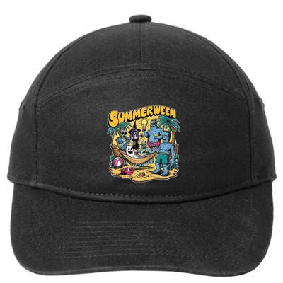 Happy Summerween Summer Halloween Holiday Beach Vibes Spooky 7-Panel Snapback Hat