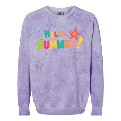 Hello Summer Starfish Colorful Colorblast Crewneck Sweatshirt