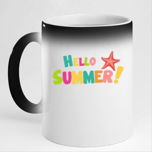 Hello Summer Starfish Colorful 11oz Black Color Changing Mug