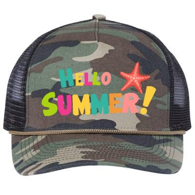 Hello Summer Starfish Colorful Retro Rope Trucker Hat Cap