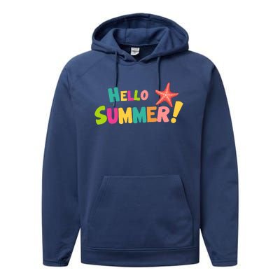 Hello Summer Starfish Colorful Performance Fleece Hoodie