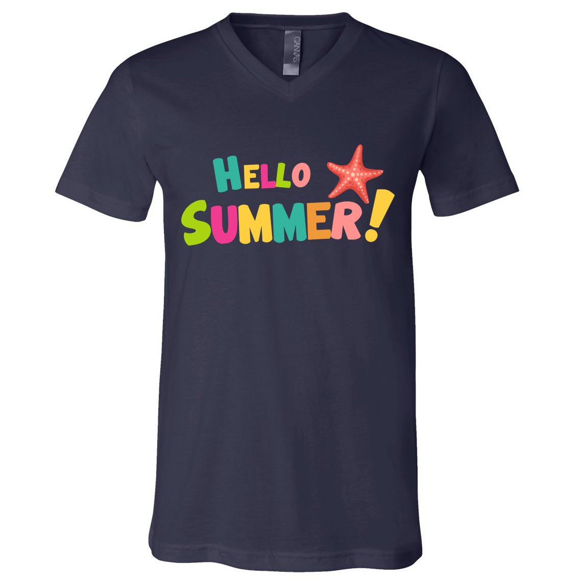 Hello Summer Starfish Colorful V-Neck T-Shirt