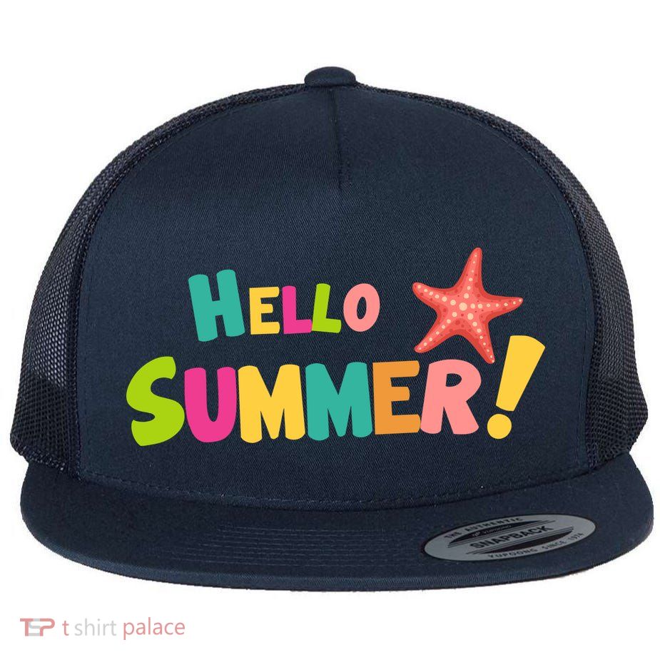 Hello Summer Starfish Colorful Flatbill Hat