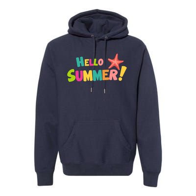 Hello Summer Starfish Colorful Premium Hoodie