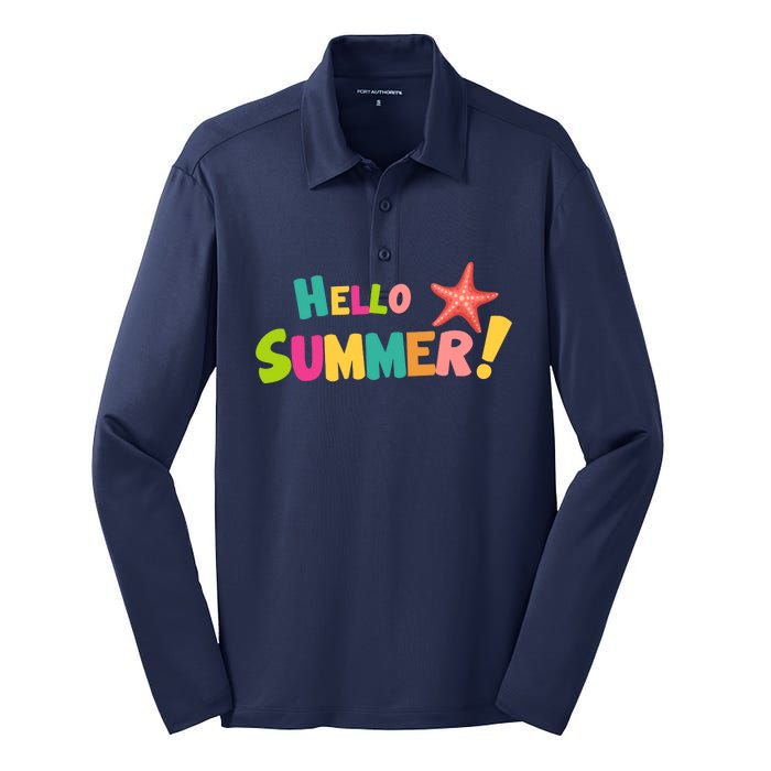 Hello Summer Starfish Colorful Silk Touch Performance Long Sleeve Polo