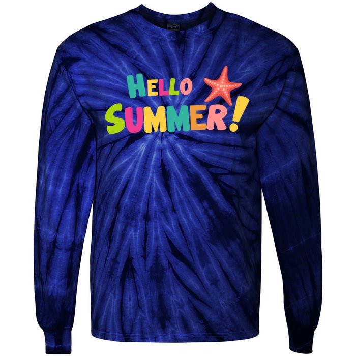 Hello Summer Starfish Colorful Tie-Dye Long Sleeve Shirt