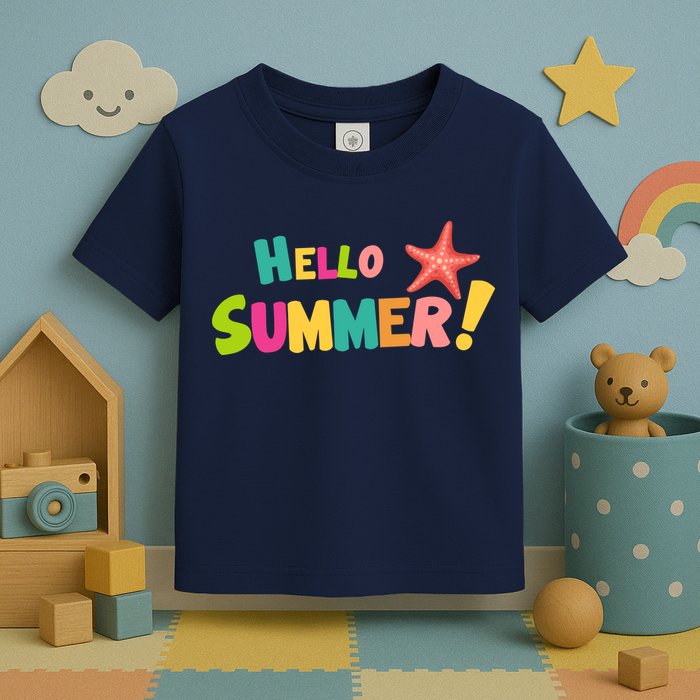 Hello Summer Starfish Colorful Toddler T-Shirt